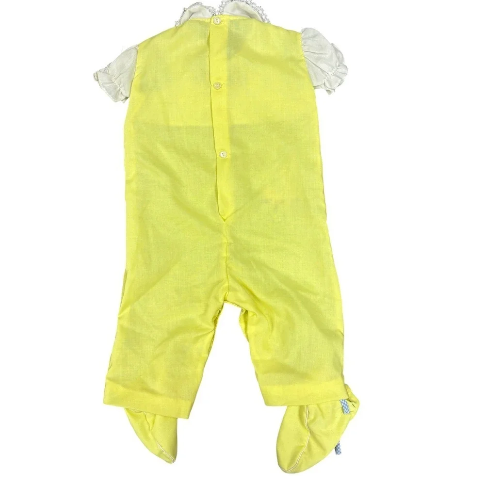 Signature Kids Baby Yellow Squirrel Acorn Embroidered Footed Pajamas Romper 18mo - Picture 2 of 10